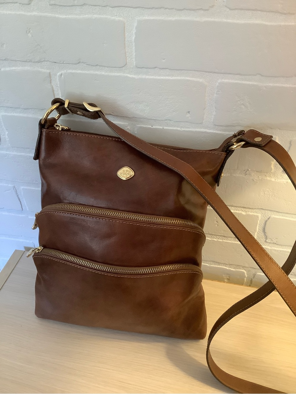 The Trend Brown Real Leather Crossbody Bag